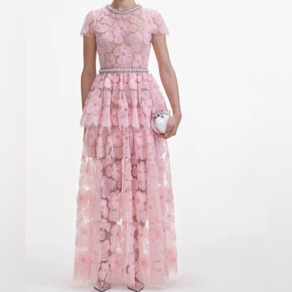 Self-Portrait Dresses & Skirts - Self-Portrait Pink Floral Lace Maxi Dress